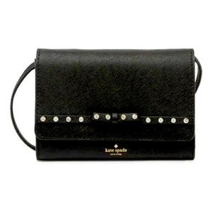 Kate Spade Laurel Way Jeweled Summer Black Crossbody Clutch